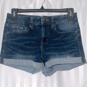 AERO low rise midi stretch denim jean shorts